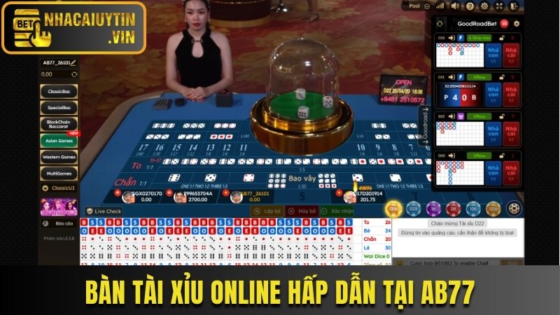 Bàn Tài Xỉu online hấp dẫn tại AB77