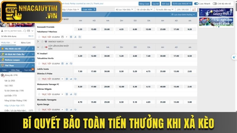 Bí quyết bảo toàn tiền thưởng khi xả kèo