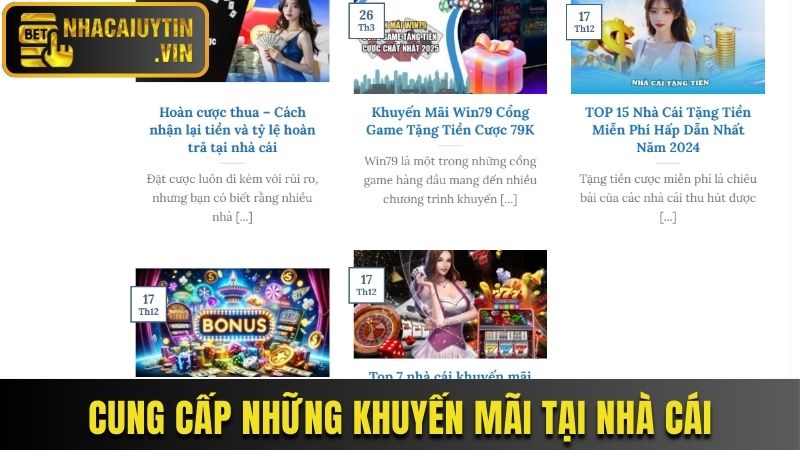 Cung cấp những khuyến mãi tại nhà cái