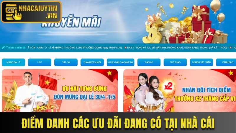Điểm danh các ưu đãi đang có tại nhà cái