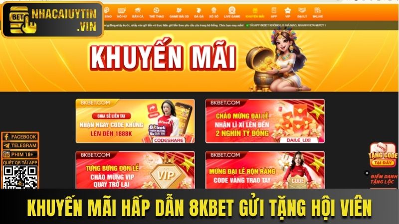 Khuyến mãi hấp dẫn 8KBET gửi tặng hội viên