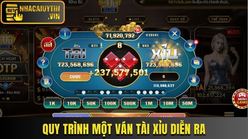 Quy trình một ván Tài Xỉu diễn ra