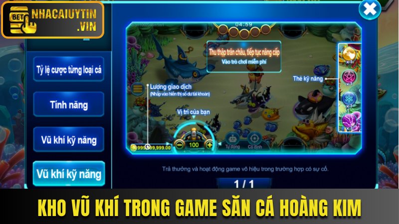 Review kho vũ khí trong game săn cá hoàng kim