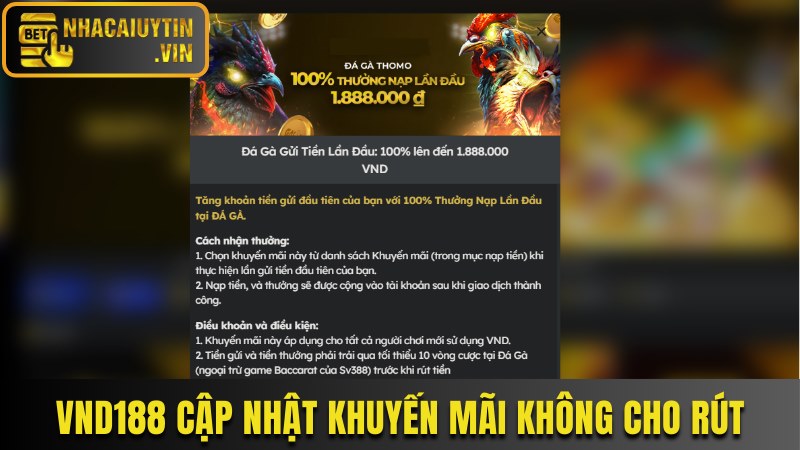 Vnd188 cập nhật khuyến mãi nhưng không cho rút